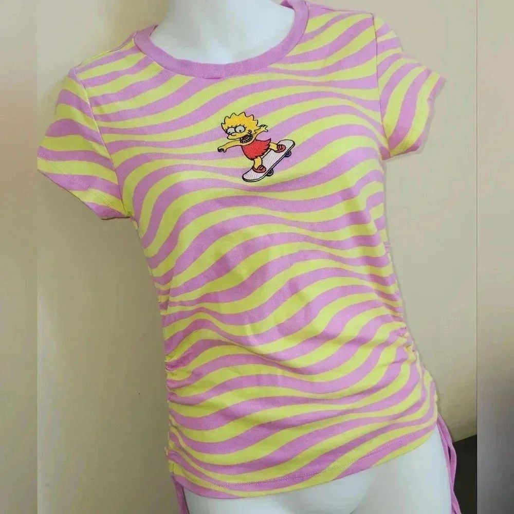 Nwt The Simpsons cartoon striped t shirt